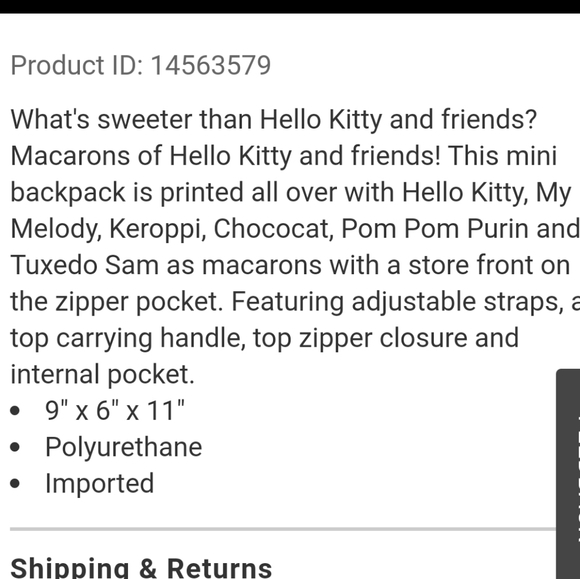 NWT Loungefly Hello Kitty macaroon mini backpack main image 5